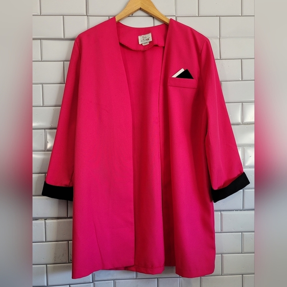 Jackets & Blazers - Ladies Vintage 90s Collarless Long (Below Waist)  Blazer Medium Weight Straight